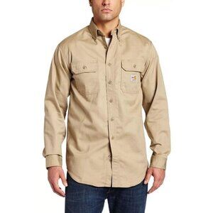 Carhartt FR Shirt Men's Size 3XL Flame Resistant Workwear Twill Khaki CAT 2 NEW